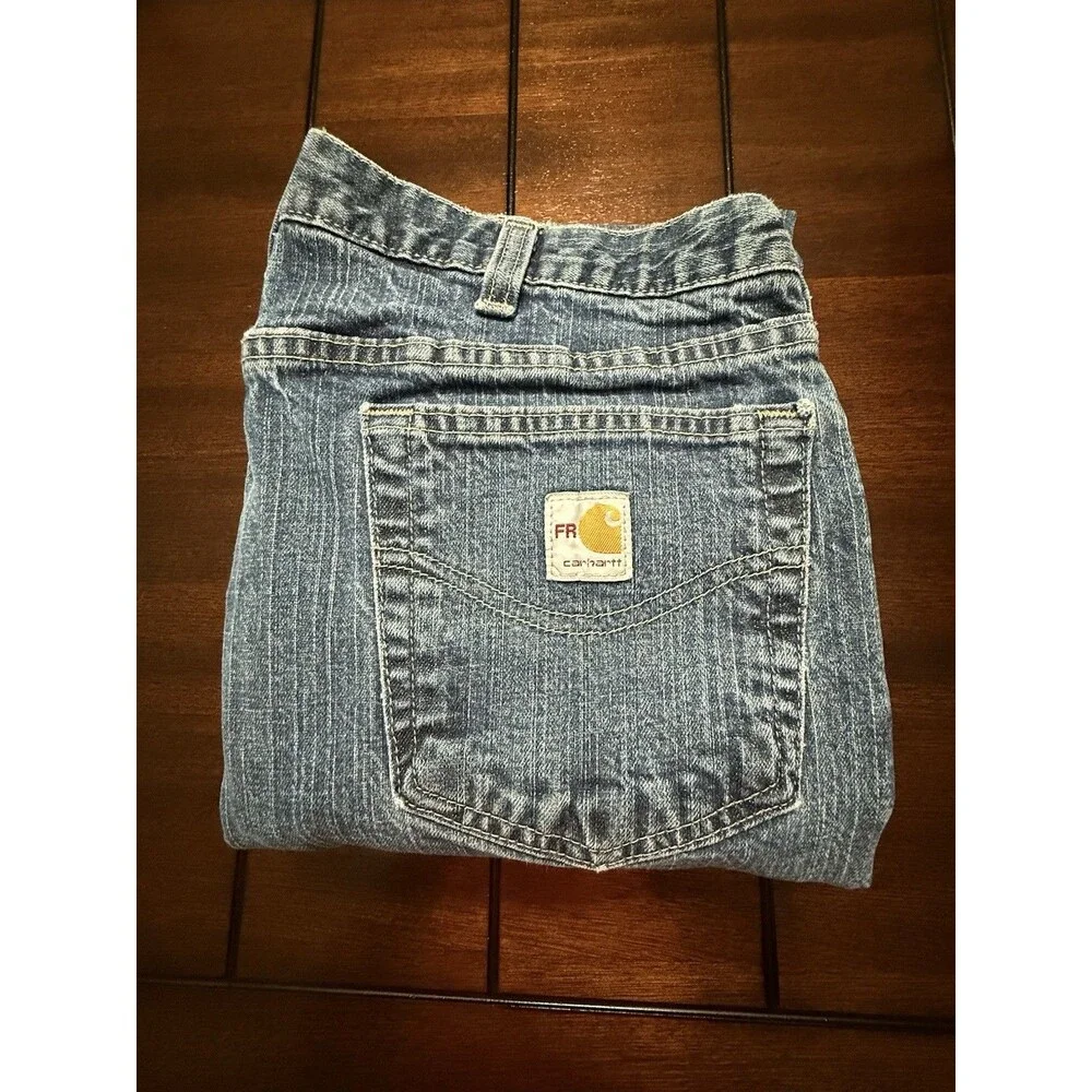 🔥Carhartt FR Jeans Men’s 34x31 Traditional Fit Blue Denim Work Pants CAT 2